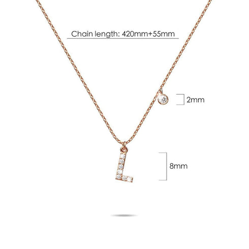 Solid 925 Sterling Silver Initial Crystal Personalised Alphabet Letter Necklace Rose Gold Filled